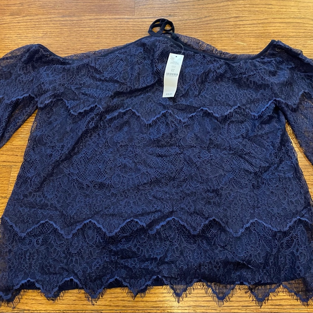 WHBM Blouse Halter Top Lace Tiered Boho Peasant Dressy Nautical Women’s Size XS - Picture 5 of 11